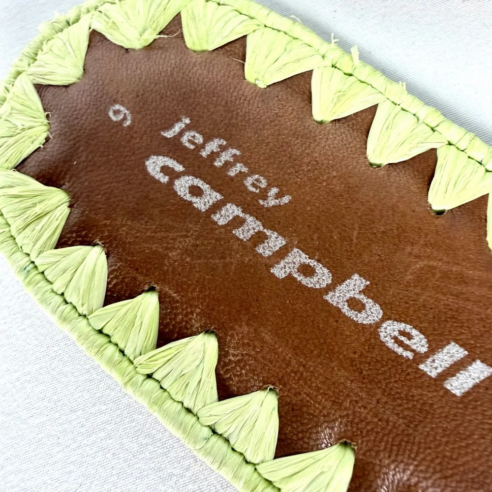Jeffrey Campbell Lime Green Dane Woven Slides Size 9 - Picture 3 of 8